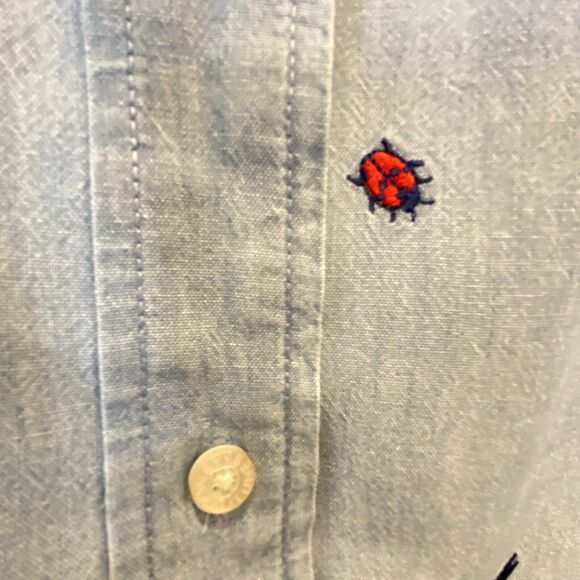 Vtg Warner Bro Tweety Bird Chambray Embroidered BLUE Women’s Denim Button Up L - Picture 3 of 9